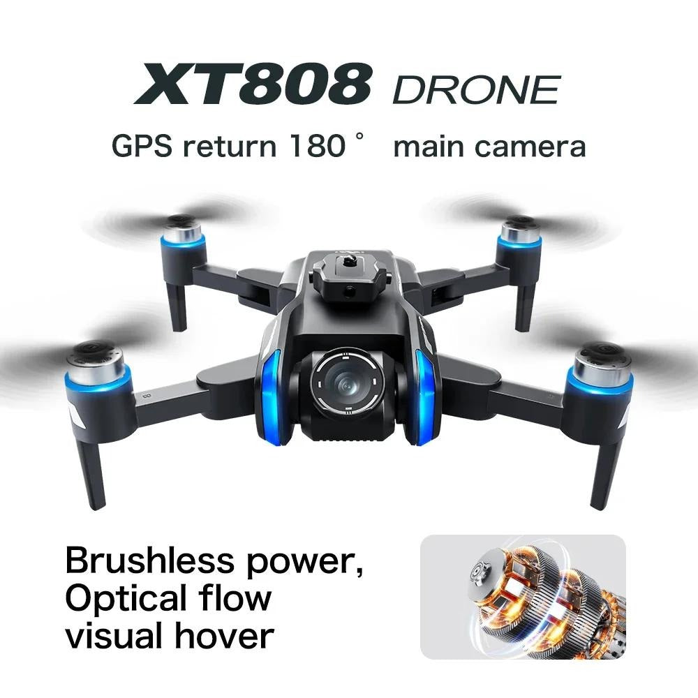 XT808 GPS Drone, 8K Dual Camera Brushless Motor Obstacle Avoidance.