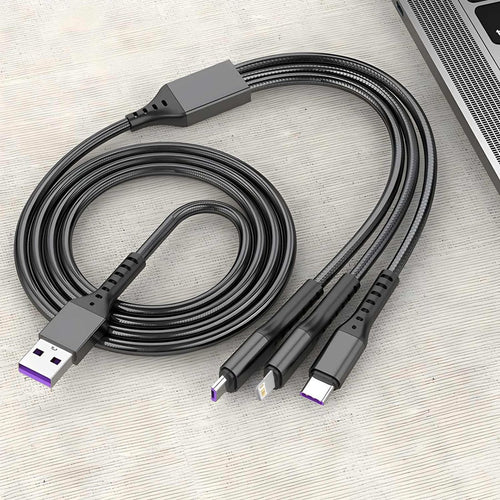 100W 3 in 1 USB Charge Cable 6A 100W Portable Micro USB Type C Cable