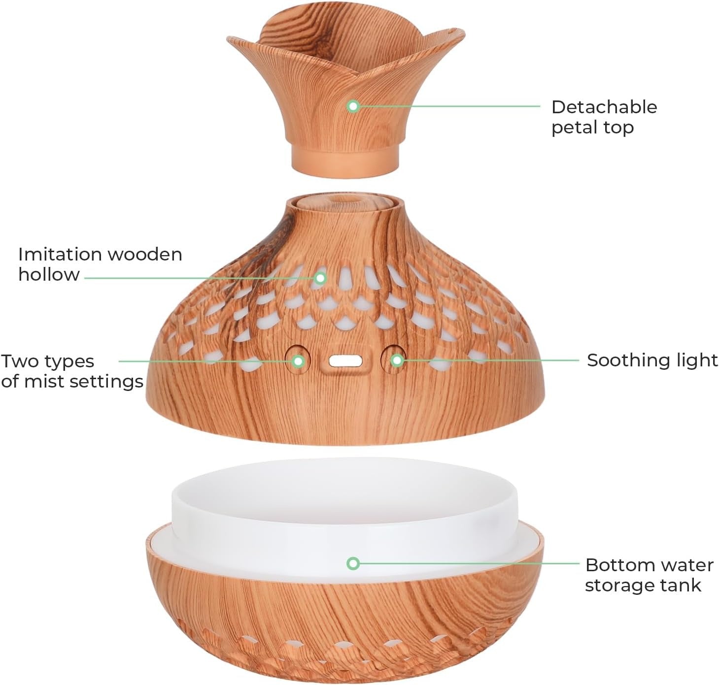 Portable Mini Humidifier, 300ml Wood Grain Vase Small Humidifiers, Quiet Cool Mist Plant Humidification for Bedroom Car, USB Personal Desktop Diffuser for...