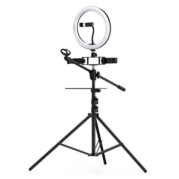 PM-213 Tripod Ring Light With Microphone Stand And 2 Phone Holders