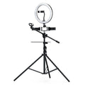 PM-213 Tripod Ring Light With Microphone Stand And 2 Phone Holders