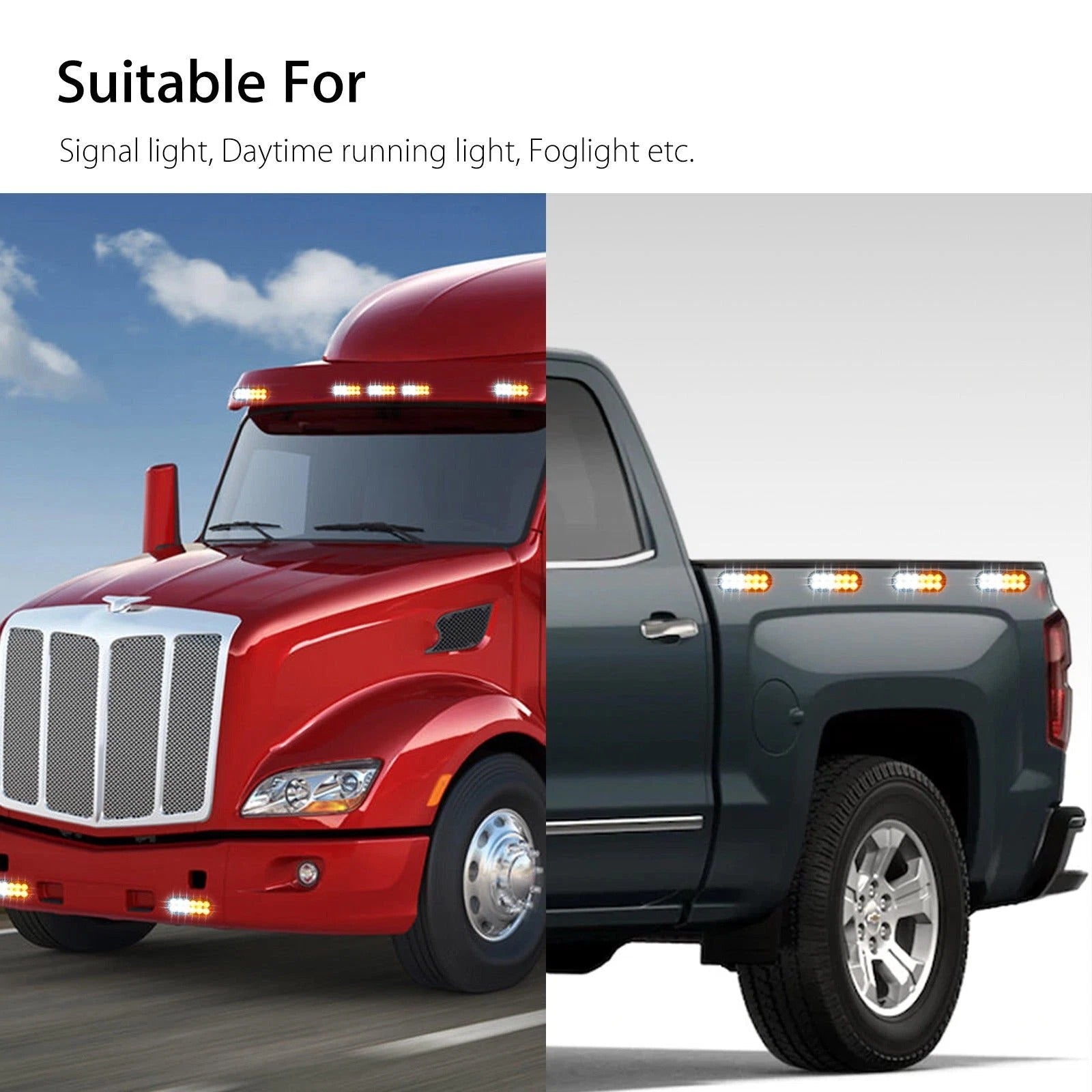 VS-12T-B White  Car  Light12 LED Truck Emergency Beacon Warning Hazard Flash Strobe Light 12-24V