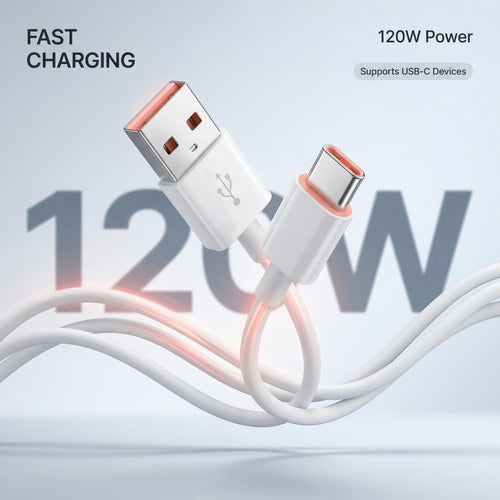 120W Type-C Fast Charging Data Cable For Mi | HyperCharge + Turbo Charging | 6A High-Speed USB-C Cable | Durable 1m Sync Cord for Xiaomi, Redmi, Poco.