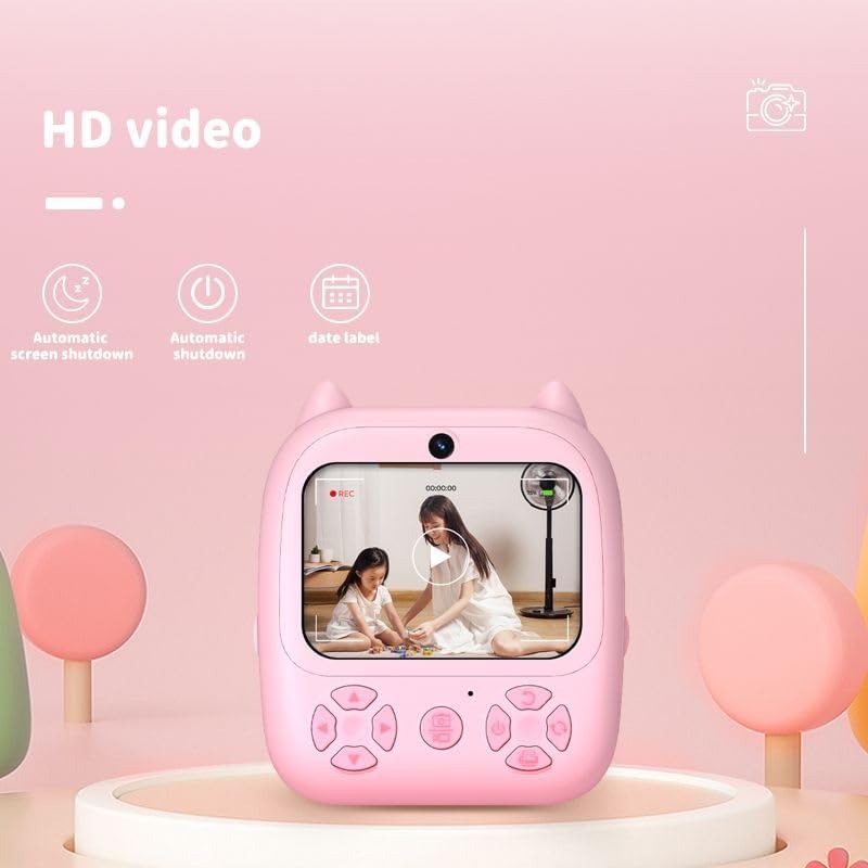 Instant Print Camera for Kids, HD Dual-Lens Selfie Digital Camera with 3 Rolls Print Paper & 32GB Card, Portable Holiday Birthday Gifts Toy for...