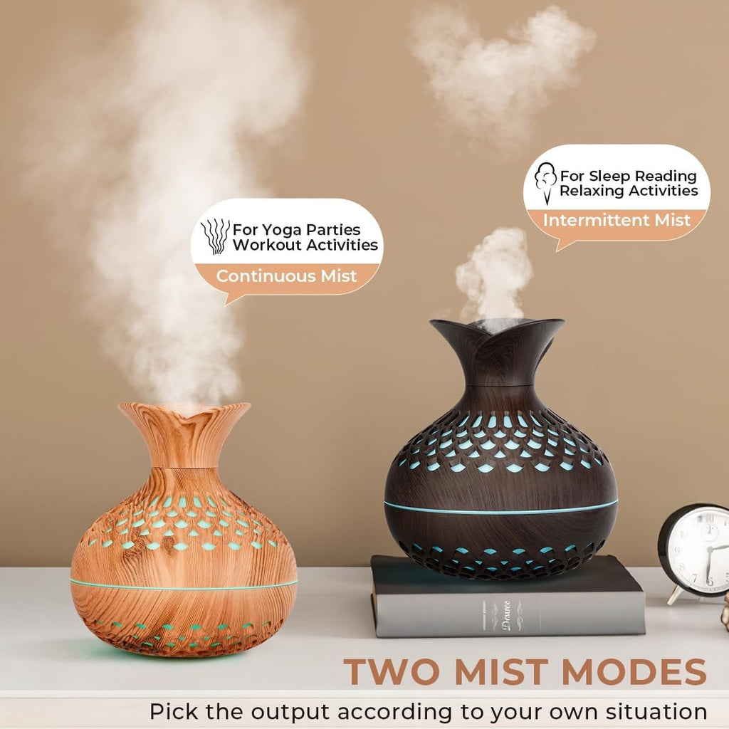 Portable Mini Humidifier, 300ml Wood Grain Vase Small Humidifiers, Quiet Cool Mist Plant Humidification for Bedroom Car, USB Personal Desktop Diffuser for...