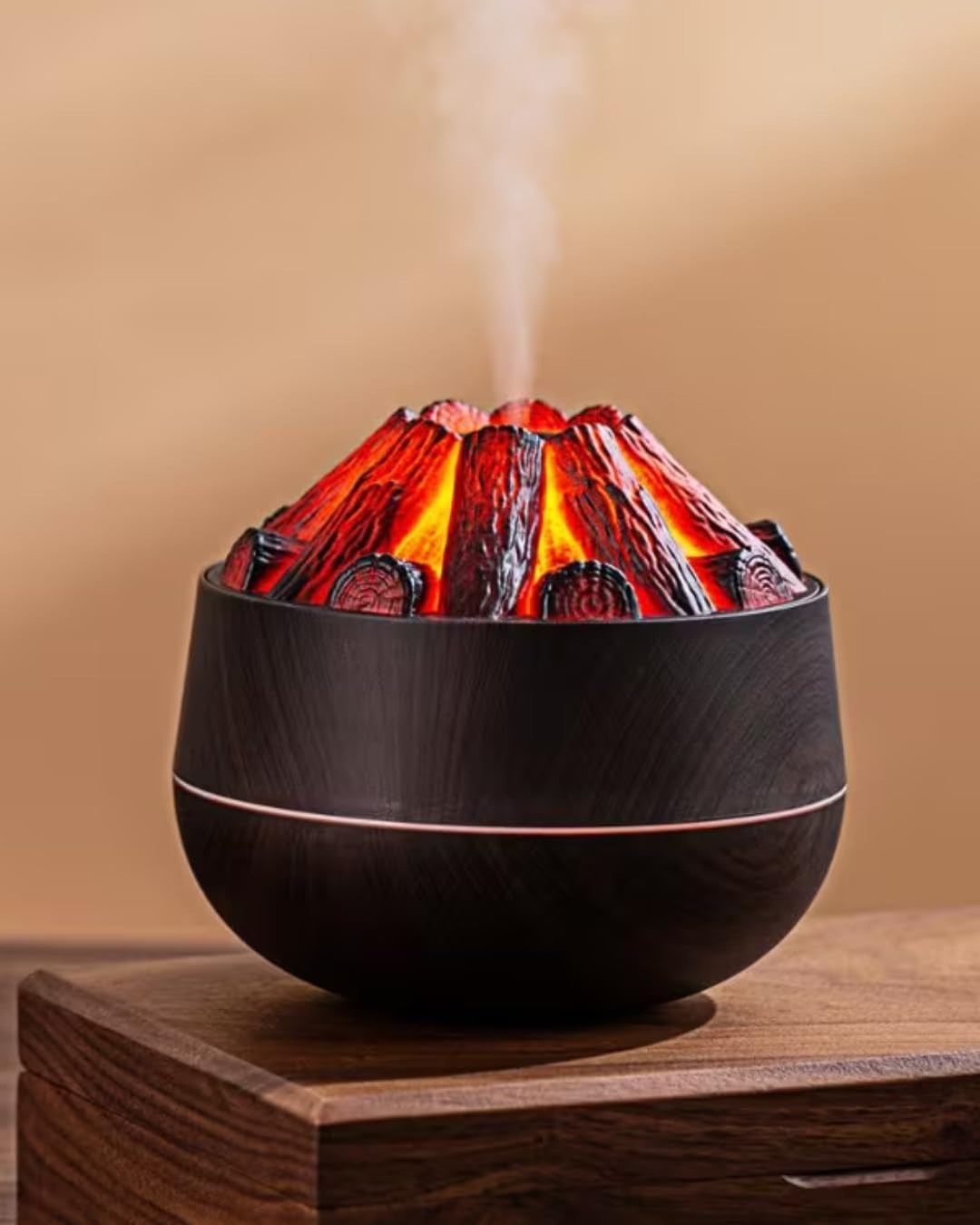 Humidifier with Night Lamp, 300ml Capacity, Two Spray Modes, Wood Grain Finish, USB Powered