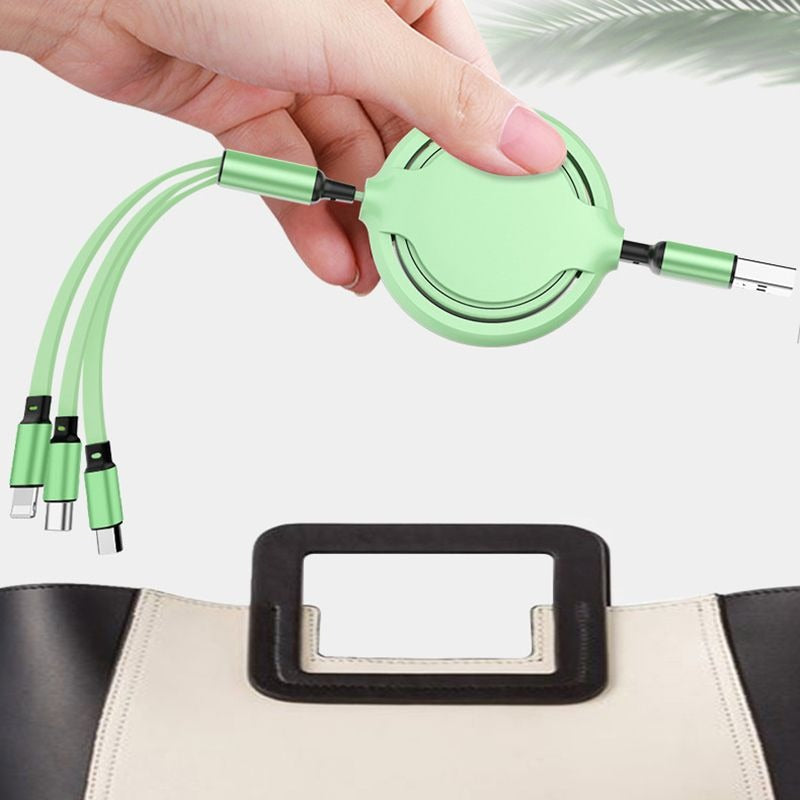 3 In 1 USB Cable Retractable Data Cord Compatible With Iphone Samsung