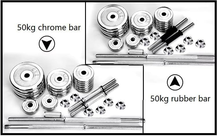 50kg Adjustable Dumbbell & Barbell Set – Iron Plates with Rubber-Coated Bars | Home Gym Strength Training Kit.
