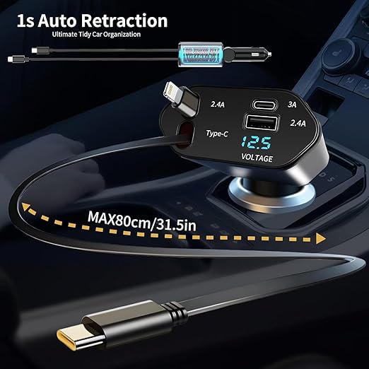 66 WATT RETRACTABLE CAR CHARGER