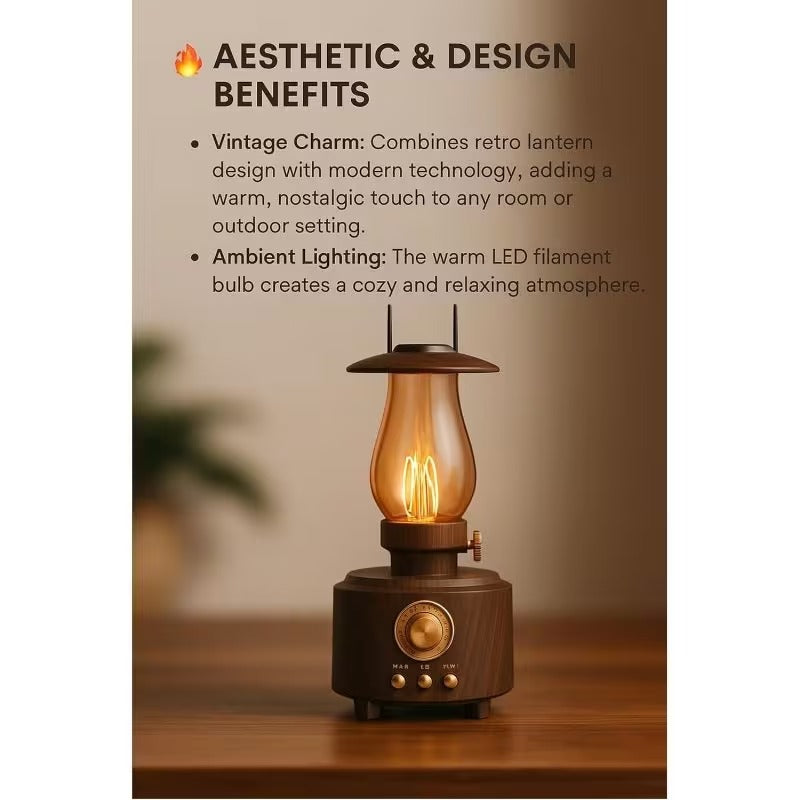 Speaker Lamp - Vintage Kerosene Design, Waterproof Wireless Speaker with Built-in Light, Great Home, Garden Camping.
