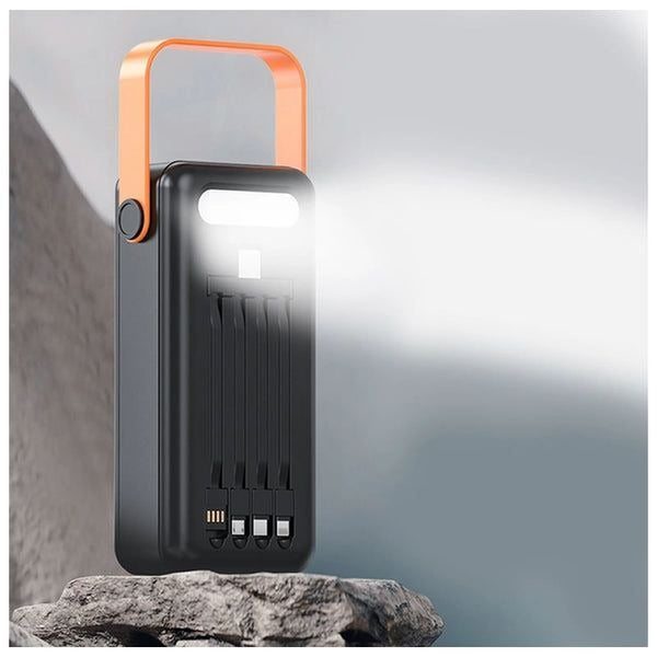 Ultimate 100000mAh Solar Powerbank with Mounted Light & 1:4 USB Cables