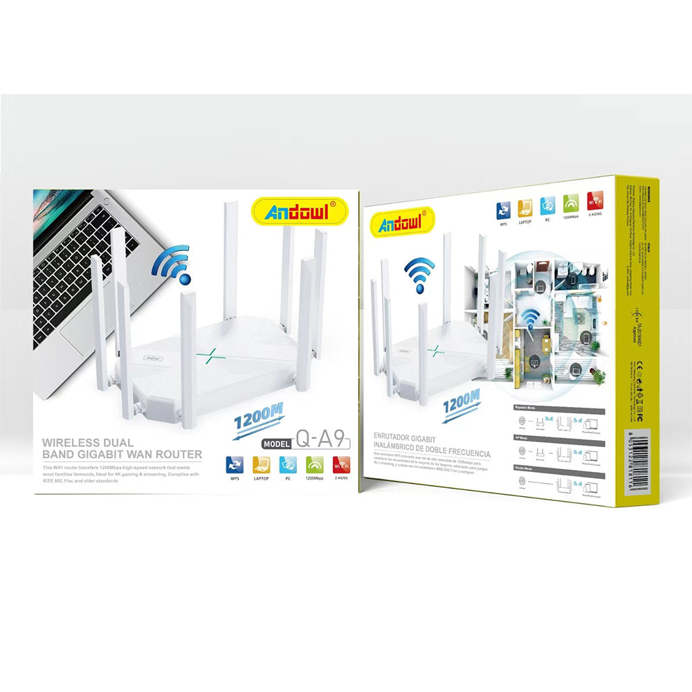 Andowl Q-A9 Wireless Router
Enjoy smooth, ultra-fast, and stable internet connection with the Andowl 1200m Range Wireless Router.