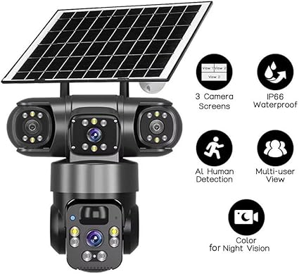 Solar Powered Security Camera 4K Wireless Outdoor 360°