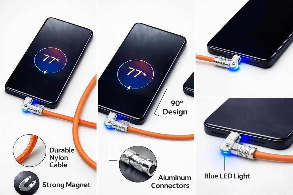 Type c cable fast charging 120W Fast Charging Cable, 180° Rotatable Portable Charger Cable Compatible For iPhone 17,16 Pro,15 Pro Max, 17 Air.