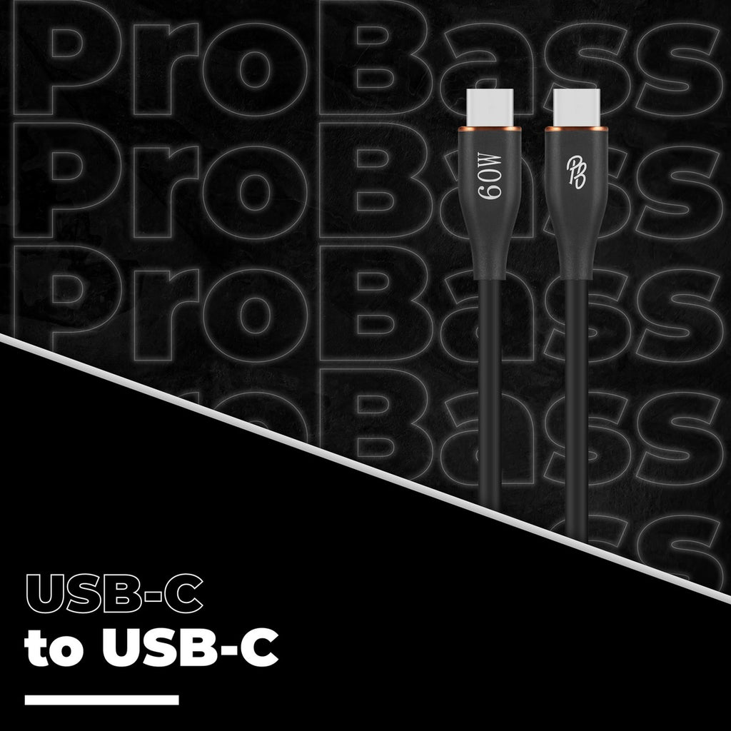 2m 60W Type-C to Type-C Charging Cable - Black