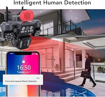 4G Solar Home Security Camera – AI-Powered, 4-Lens, App-Controlled