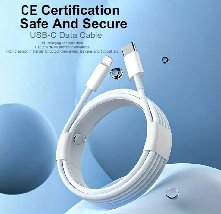 EZRA PD 20W Fast charging and data transfer Cable - Durable & High-Speed Charging Solution, Portable Electronics White (1 meter)