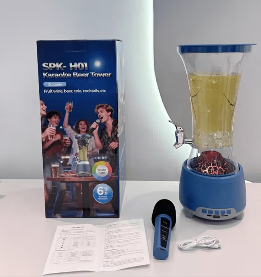 Karaoke Beer Tower Speaker with Microphone