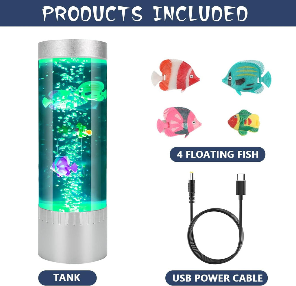Bubble Fish Lamp, Sensory Bubble Tube Lamp, Artificial Fish Tank with Moving Fish, to Light Up Your Life Like a Lamp, Fish Tank Light and Aquarium.