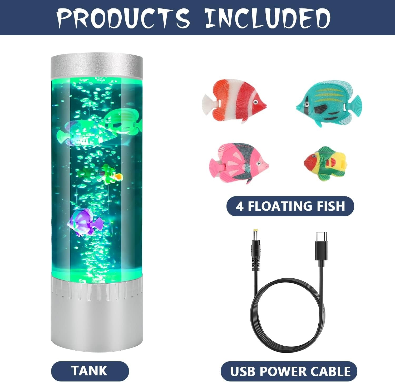 Bubble Fish Lamp, Sensory Bubble Tube Lamp, Artificial Fish Tank with Moving Fish, to Light Up Your Life Like a Lamp, Fish Tank Light and Aquarium.