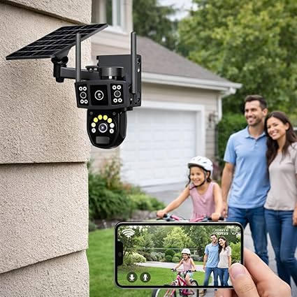 Solar-Powered PTZ Security Camera – 355° Horizontal & 95° Vertical Rotation, Two-Way Talk