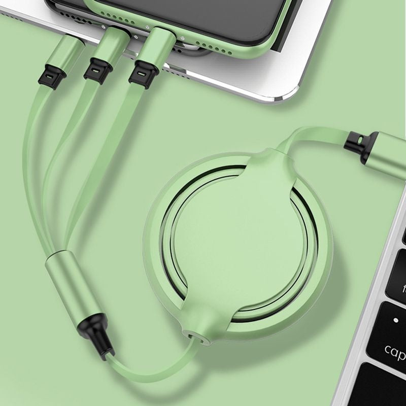 3 In 1 USB Cable Retractable Data Cord Compatible With Iphone Samsung