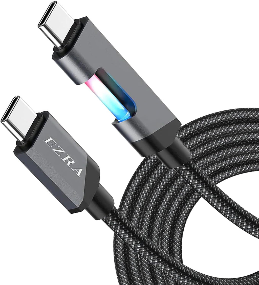 EZRA 60W PD3.0 Fast Charging, Zinc Alloy Nylon Braided USB to Type-C Cable, for iPhone 15/Pro/Plus/Pro Max, (USB C/C, 1m)