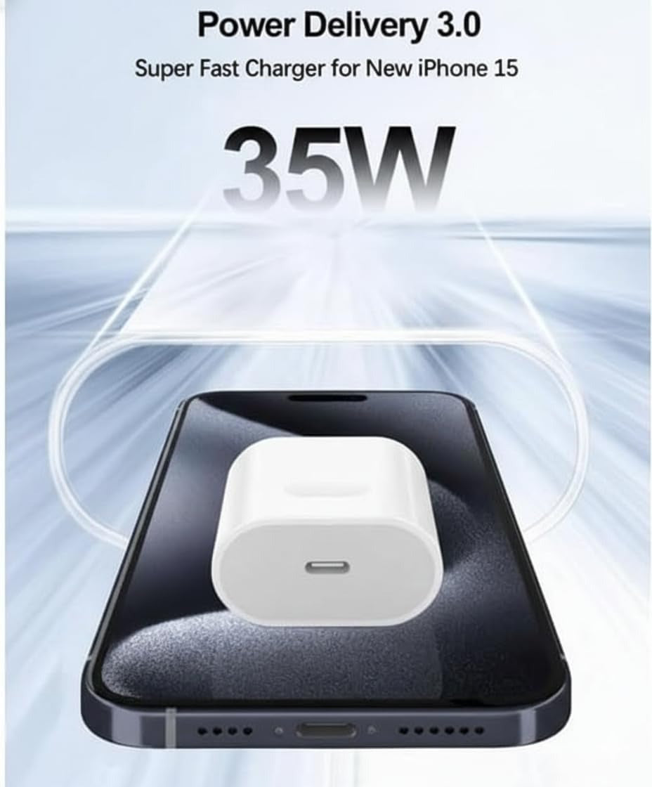 35W USB-C Fast Charging Adapter | High-Power Single Port Type-C Wall Plug Charger Block | Compatible with iPhone 16 15 14 13 Pro Max, Plus, Samsung Galaxy