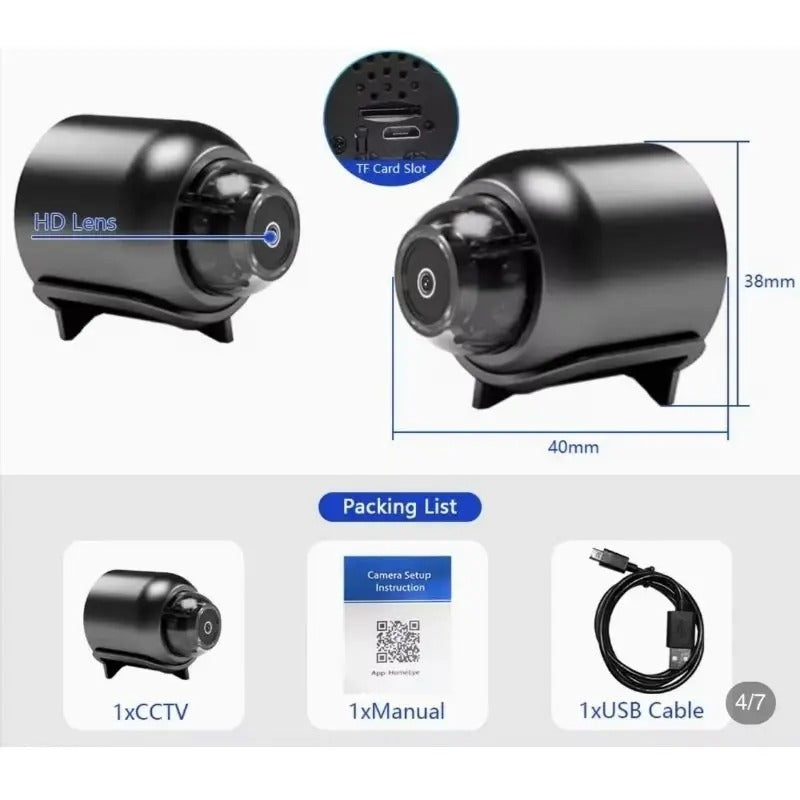 The X5 WiFi Mini Camera delivers high-definition 1080p video, 140° wide-angle coverage, and advanced 940nm infrared night vision for discreet, 24/7 monitoring.