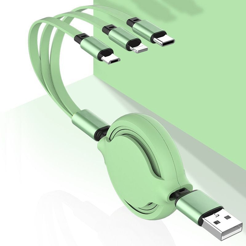 3 In 1 USB Cable Retractable Data Cord Compatible With Iphone Samsung