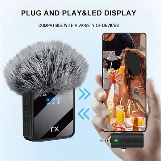 Dual Wireless HYS2FZ-022 Microphones 10 hour Record Time For iPhone/Camera/Android Devices-(GC)
