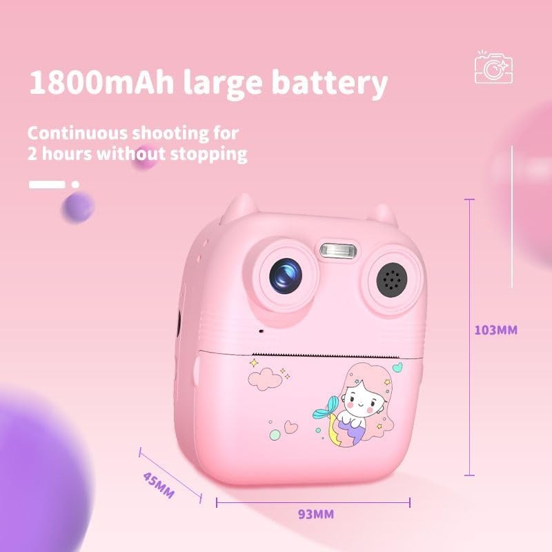 Instant Print Camera for Kids, HD Dual-Lens Selfie Digital Camera with 3 Rolls Print Paper & 32GB Card, Portable Holiday Birthday Gifts Toy for...