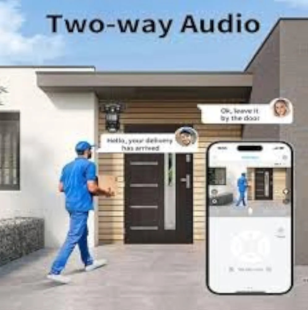 Outdoor Security Camera with Triple Lens, Triple Screen