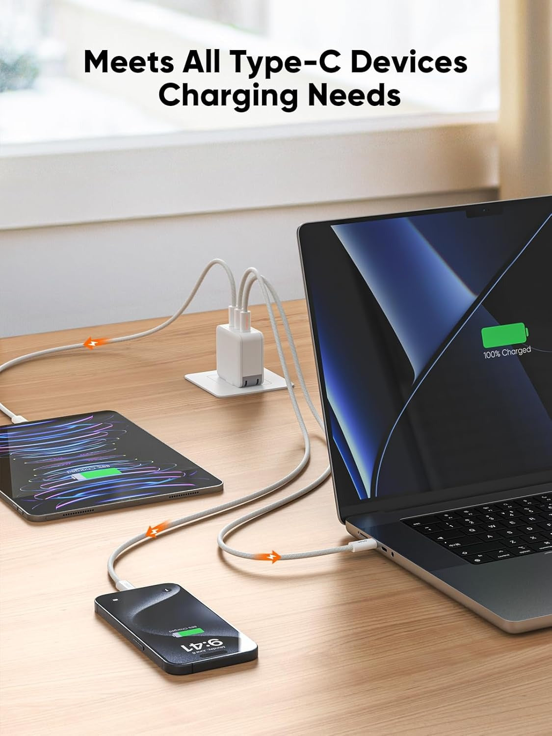 EZRA USB C to C Super Fast Charging Cable 240W Woven 3.3FT iPhone 16 15 Charger Cord, 140W USB-C MacBook, PD 100W 60W Type C Cord for MacBook iPad.