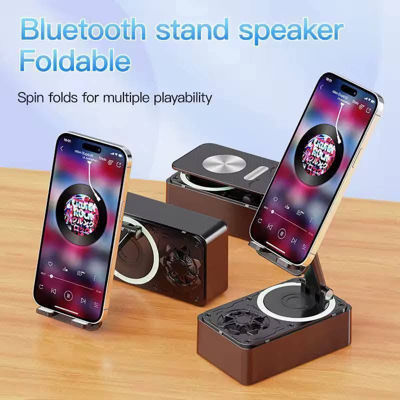 XM-098 Wireless Speakers with Phone Holder & Power Bank, Dual Pairing, Booming Bass, Hi-Fi Sound Quality, Loud Speaker, Compact Design for Phone, Tablet, Phone Charging Station.