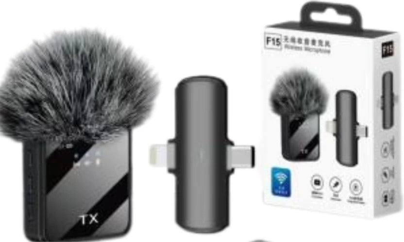 Generic F15 2-in-1 Wireless Lavalier Microphone with DSP Noise Reduction Microphone
