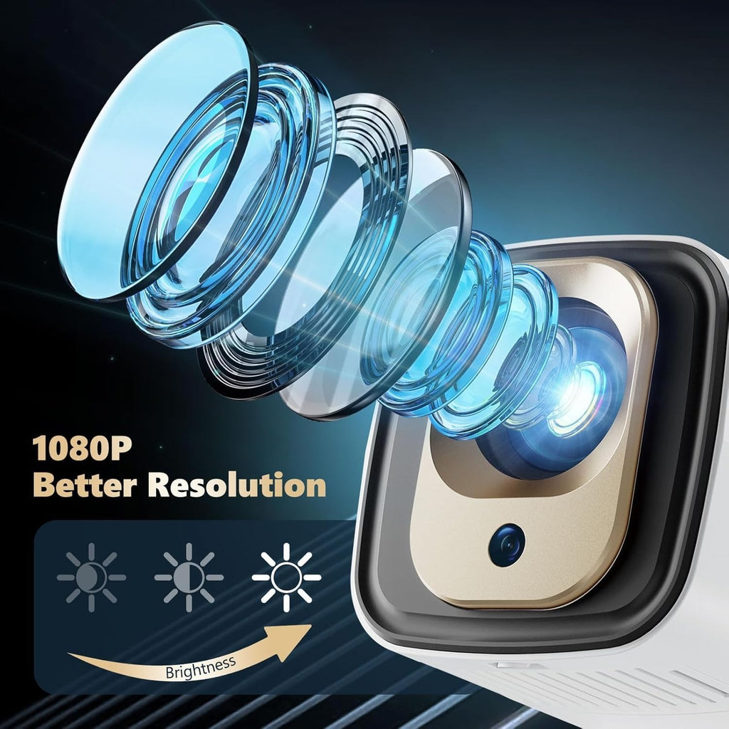 AB-TYY07 Smart Android LED Projector with Remote Control – Wi-Fi 6, Bluetooth 5.4, HDMI/USB, Auto Focus – Portable Home Cinema for Movies, Gaming
