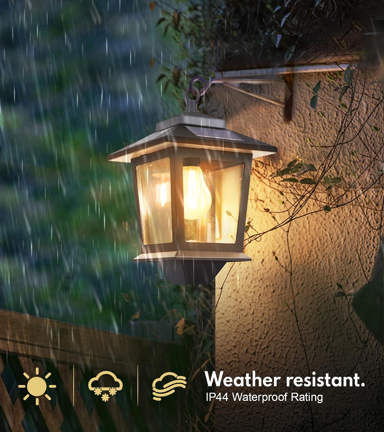 Solar Wall Lanterns with Replaceable Bulb,Outdoor Hanging Solar Lights