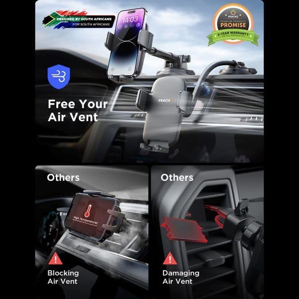 Car Phone Holder Mount with Strong Suction for Dashboard and Windshield. Versatile Cell Phone Car Mount for all Devices. Cell Phone Holder Car...